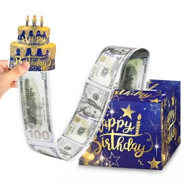 Money Box for Birthday Gifts, Cash Box for Birthday Money Pull Box, 18th Birthday Gifts for Girls and Men Birthday Gift Ideas, Black and Blue Birthday Gift Gifts for Men Unique