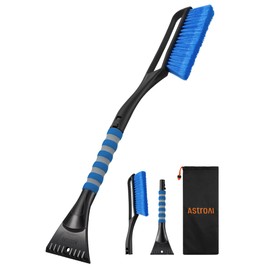 AstroAI 27" Snow Brush and Ice Scrapers for Car Windshield, Detachable Snow Scrapers with Ergonomic Foam Grip for Cars, Trucks, SUVs (Heavy Duty ABS, PVC Brush, Blue)