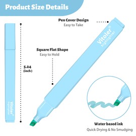 Piochoo Highlighters,10Pcs Cute Pens,Chisel Tip Bible Markers,Pastel Highlighters for Journaling Planner Notes School Supplies, assorted colors no bleed Pens