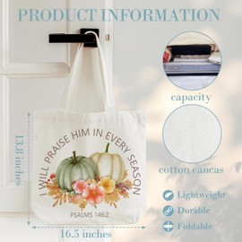 Dr.Baner Christian Fall Tote Bag For Women, Autumn Pumpkin Canvas Totes, Bible Verse Shopping Bag, Thanksgiving Gifts Bags For Friends Family (02)