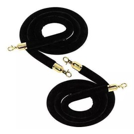 Cuerda de Terciopelo Gamuza para Postes  Control de multitudes 2 Cuerda Negra Postes Vip Negro Y Dorado Delimitador Filas