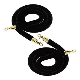 Cuerda de Terciopelo Gamuza para Postes  Control de multitudes 2 Cuerda Negra Postes Vip Negro Y Dorado Delimitador Filas