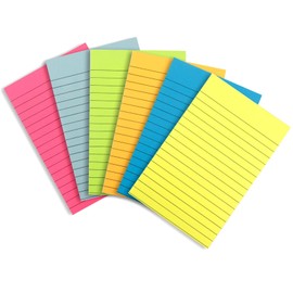 Lined Sticky Notes With Lines Post It Notes 4x6 Notepads Sticky Note Holder Set 6 Colors 6 Pads Self Sticky Notes Pad Its Colorful Rectangular Sticky Notes For Office Home School Meeting 45 Sheets/Pad