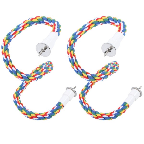 2Pcs Bird Chew Rope Brightly Colored Bird Perch Stand Cotton