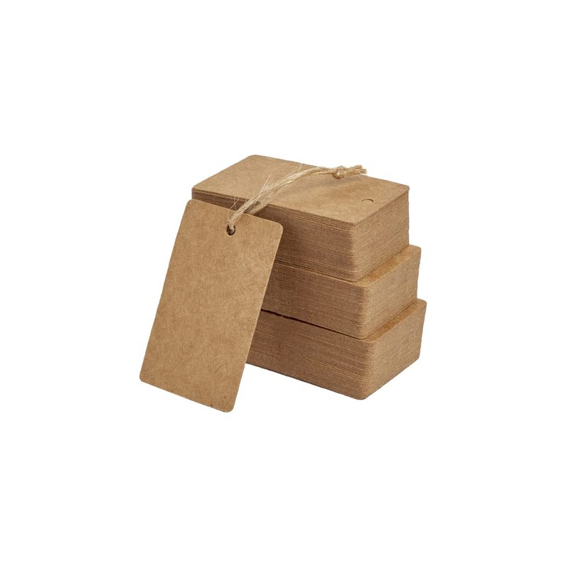 Box.it.pack.it Kraft Paper Gift Tags, Brown, Rectangular 5x3 cm, 100