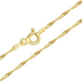 Amberta Cadenas Plata Hombre Mujer Collar Fino Singapur Veneciano Paperclip Bolitas Serpiente 40 45 50 55 60 cm
