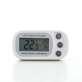 Fridge Thermometer, Indoor Fridge Thermometer, Digital Freezer Thermometer, Waterproof Refrigerator Thermometer, Max/Min, Hook, LCD Display (White)