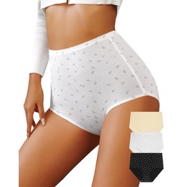 ASIMOON Womens High Waisted Underwear Seamless Stretch Full Coverage Panty Ladies No Show Moisture-wicking Panties 3 Pack