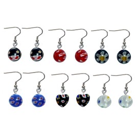 Beaded Dangle Earrings, Surgical Stainless Steel French wire Women's Sets of beaded earrings in Gift Box. (Millefori)