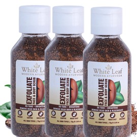 White Leaf Exfoliate Walnut Scrub 75g(Pack Of 3) For Face & Body With Coffee & Coconut For Dead Skin Cells & Tan Removal, Blackheads, Dirt & Pollution Free Skin
