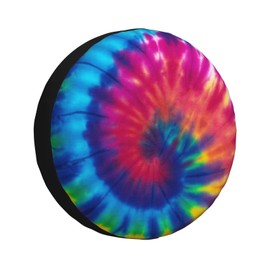 IBILIU Tie Dye Spiral Spare Tire Cover,Abstract Rainbow Colorful Tire Cover Wheel Protectors Weatherproof Universal Fit for Cars Trailer RV SUV Camper Truck - 15 Inch
