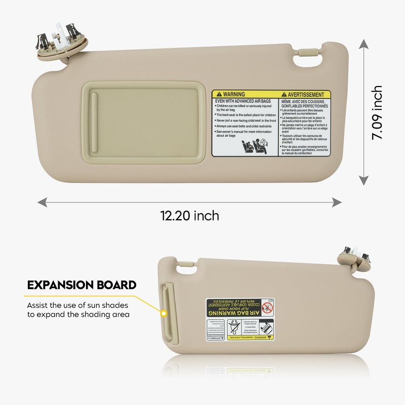 Left Driver Side Beige Sun Visor Fit for Toyota RAV4