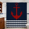UEAUUN Navy Blue and White Striped Shower Curtain Anchor, 70x70