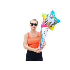 Zugar Land Unicorn Wand Inflate (6 Pack) (32 inch) Vinyl Pool Toy and Party Prop Carnival Prize Whimsical Design (6)