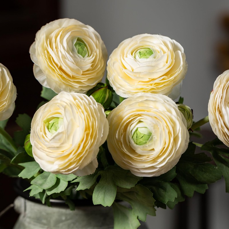 Artificial Ranunculus Flowers with Real Touch Stem, Silk Ranunculus Flowers