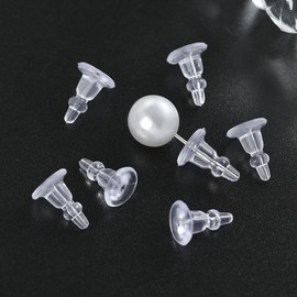 Clear Silicone Earring Backs, 50 Pack Hypoallergenic Replacement Stoppers for Stud, Post, Hoop, Fishhook Earrings, Comfortable