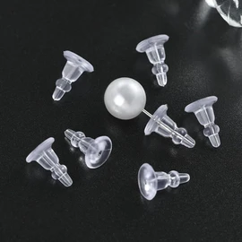 Clear Silicone Earring Backs, 50 Pack Hypoallergenic Replacement Stoppers for Stud, Post, Hoop, Fishhook Earrings, Comfortable