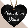 Funny "Alexa, Do the Dishes" Kitchen Plaque – Humorous Heart-Shaped