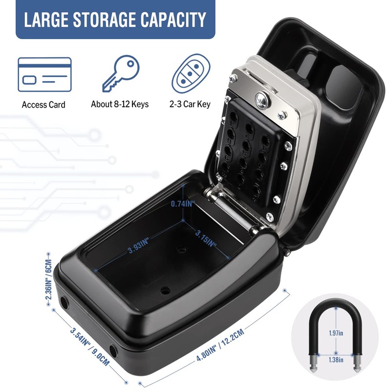 HUANLANG Key Lock Box for Outside, 12-Digit Combination Lock Box