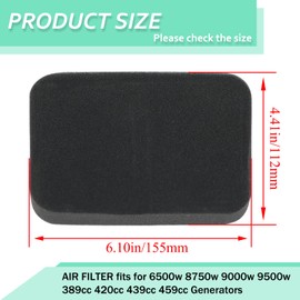 Suptizizkz 6pcs Generator Air Filter Compatible with Honda GX240 GX270 GX340 GX390 Predator 420cc Champion 6500 8750 9000 9500 Watt Generator Air Filters Cleaner Element 17211-899-000