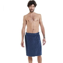 FUNTALE Men Soft Wearable Bath Towel, Men’s Bath Wrap, Coral Fleece Bath Towel,Adjustable Body Wrap Towel for Men (1 PC) (Blue)