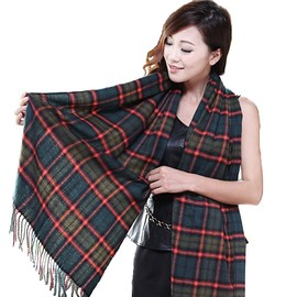 Roll Up Women's Plaid Tartan Checks Cashmere Feel Classic Soft Luxurious Winter Gifts Wrap Shawl Scarves Scarf (Emerald, Org)