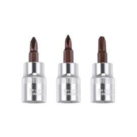 TA-VIGOR 3Pcs 3/8" Drive PH1 - PH3 Phillips Bit Socket, Premium S2 Steel Key Socket, 48mm Length Bit with Hex Shank Power Drill Adapter for Car, Trucks Repair(For Hand Use Only)