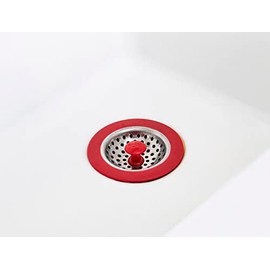 joieshop MSC International - Tapón para Fregadero de Cocina, Color Negro o Rojo, Cesta de colador, Acero Inoxidable y plástico