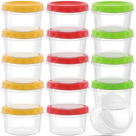 ENHYIVE 15 Pack Small Plastic Containers with Lids,Twist Top Deli Containers,8 Oz Food Storage Containers,Reuseable Freezer Containers for Food with Screw On Lids,Stackable,Leakproof,Dishwasher Safe