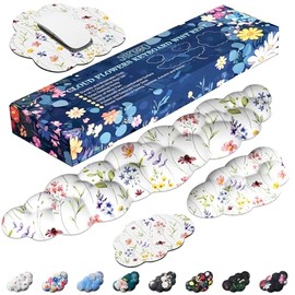 JIKIOU Flowers Cloud Wrist Rest Keyboard, Cloud Keyboard Wrist Pad Set with Waterproof Lycra Cloth, Cute Arm Rest for Palm Support PC Gaming Desk Accessories Office Computer White Flowers
