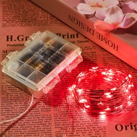 Ariceleo Battery Operated Outdoor String Lights, LED Fairy Lights with Remote & Timer, Waterproof Twinkle Lights for Bedroom, Dorm, Mason Jar, Wedding, Party, Christmas(32.8 Ft. Red, 4 Packs)