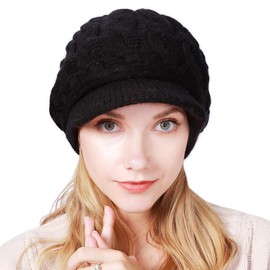 Muryobao - Gorro de invierno para mujer, con forro suave, para esquí, con visera, B-Negro, One Size
