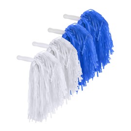 Pangda 12 Pack Cheerleading Pom Poms Sports Dance Cheer Plastic Pom Poms for Sports Team Spirit Cheering(Blue and White)
