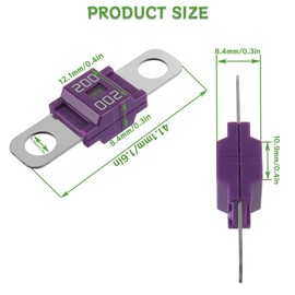 BOJACK Midi High Current Fuse Bolt-On Fuse 200A Amp Purple for Cars, Trucks, Construction Vehicles, Buses, Caravans (Pack of 3, 200A)