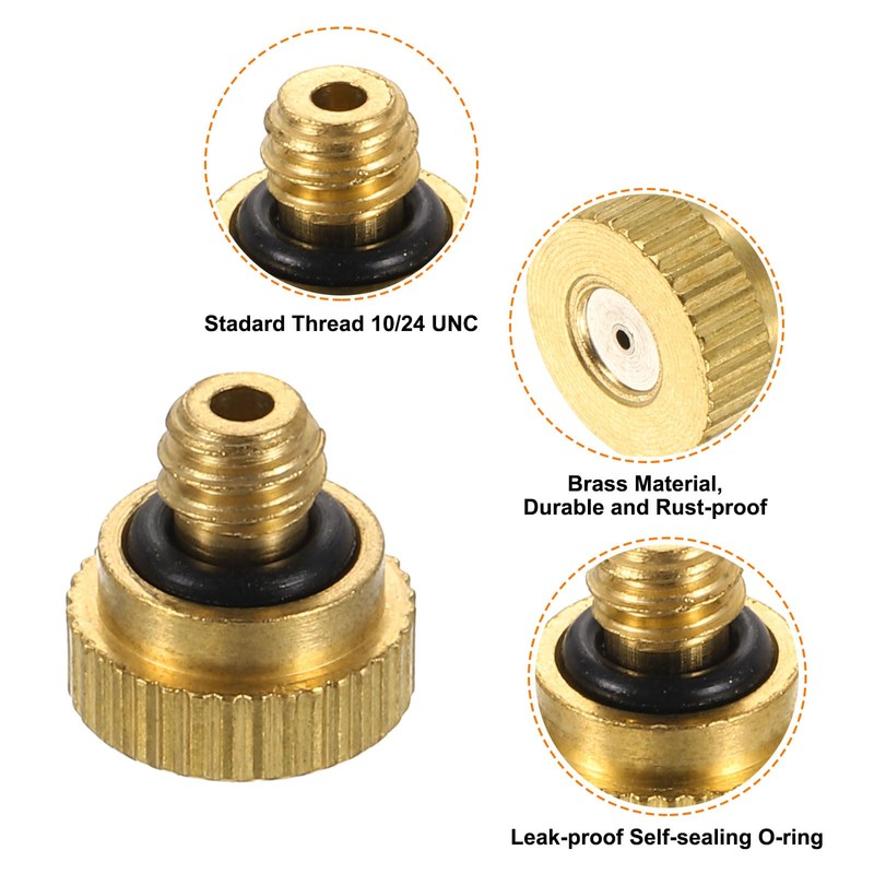 sourcing map Brass Misting Nozzle, 10/24 UNC 0.8mm Orifice Dia
