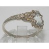 Luxurious Solid Sterling Silver Natural Aquamarine Womens Solitaire Engagment Ring
