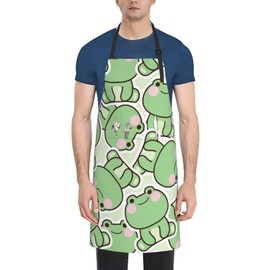 YSBYEIU Frog Print Aprons with 2 Pockets Unisex Women Men Frog Apron Adjustable Washable for Kitchen,Cooking,Painting,Baking