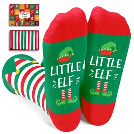 Zmart Christmas Gifts Stocking Socks For Boys Girls - Secret Santa Socks Little Elf Socks for Big Kids, Xmas Stocking Stuffers for 7-10 Years