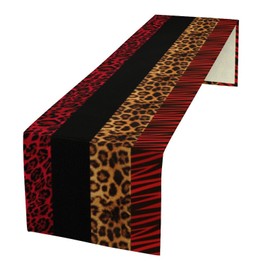 Leopard Print Table Runner,Modern Fashion Style Red Black Seasonal Spring Fall Farmhouse Table Runner for Kitchen Dining Table Décor Bedroom Party Holiday Coffee 13 x 60 Inch