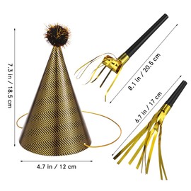 Uonlytech 36pcs Birthday Party Hats for Kids 7 Inch 12 Cone Hats and Party Blowers Birthday Hat with Pom Poms Celebration Headwear for Girls Boys Adults