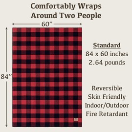 Chubbuck 100% Wool Blanket Camping (60" x 84") - Large Warm Blanket for Camping, Emergency, Outdoor Concerts and Home Use - Fire Retardant, Soft and Warm Blankets for Winter (Buffalo)