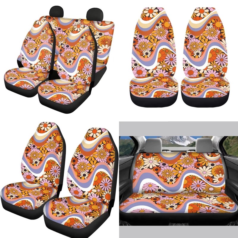Belidome 4 Pcs Daisy Flower Car Seat Covers Full Set