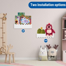 PHOENANCEE Scalloped Shelves,Nursery Bookshelf Set of 2,Kids Floating Book Shelves Wood,Baby Toys Storage Decor Organizer for Living Room Bedroom,Wavy Edge,Preassembled,Pine(White)