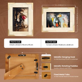 Handicrafts Home Delux Carta Pattern Inspired Bone Inlay & Brass Picture Frame 4x6 - White & Brass Engraved Art Carved Picture Frame 4 x 6 Display Frame Ideal for Wall & Desk decor White & Gold