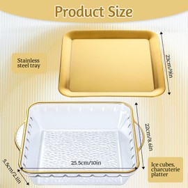 Qulkws 2 Sets 9" Chilled Serving Tray for Parties Fruit Ice Servings Platter with Compartments Serving Cold Dish for Shrimp Fruit Vegetable Seafood Appetizer Dish