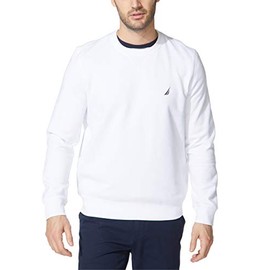 Nautica Men's Basic Crew Neck Fleece Sweatshirt, Bright White, Small