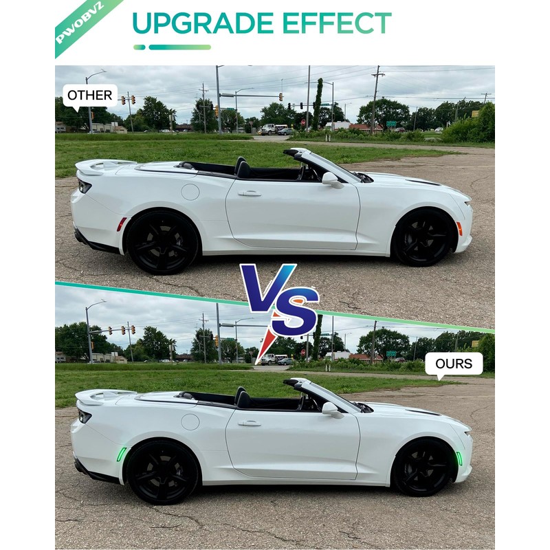 PWOBVZ Dynamic Green LED Side Marker Lights for Chevy Camaro