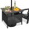 LZRS Adirondack Square Outdoor Side Table with Umbrella Hole, Pool