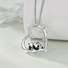 YAFEINI Panda Necklace 925 Silver Animal Necklace Panda Heart Pendant