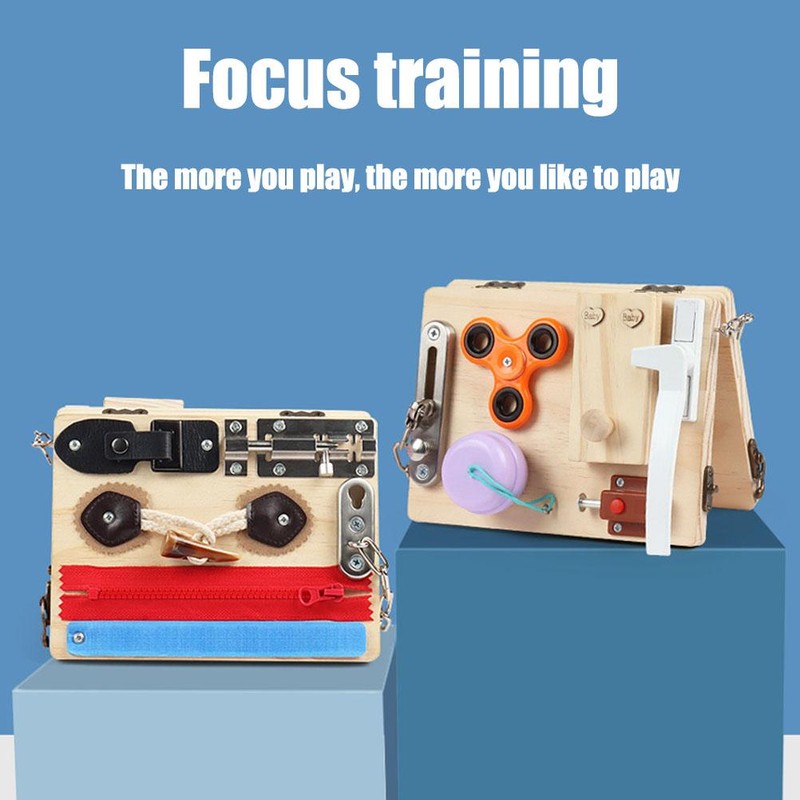 Children Busy Board Educational Board Old Wooden Folding Inftant Sensory